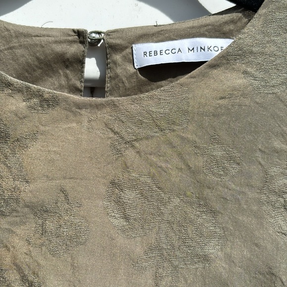 Rebecca Minkoff | Geneva Puff Sleeve Olive Mini Dress - Picture 4 of 10